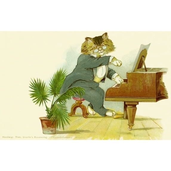 Cat Playing A Piano Poster Print By Mary Evans Picture Librarypeter & Dawn Cope Collection (36 X 24)