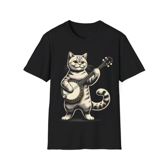 Cat Playing Banjo Musician Player Music Playing Expert TShirt