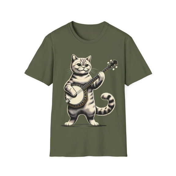 Cat Playing Banjo Musician Player Music Playing Expert TShirt