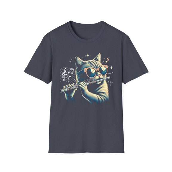 Cat Playing Flute Expert Musician Music Lover Flute Player TShirt