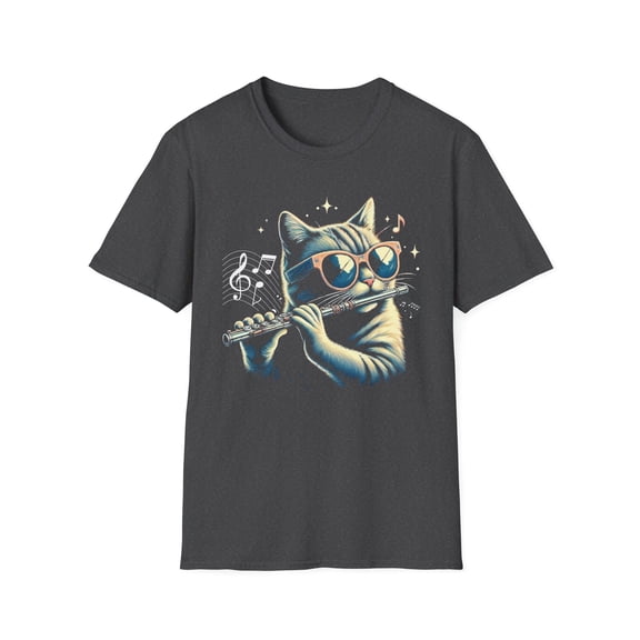 Cat Playing Flute Expert Musician Music Lover Flute Player TShirt