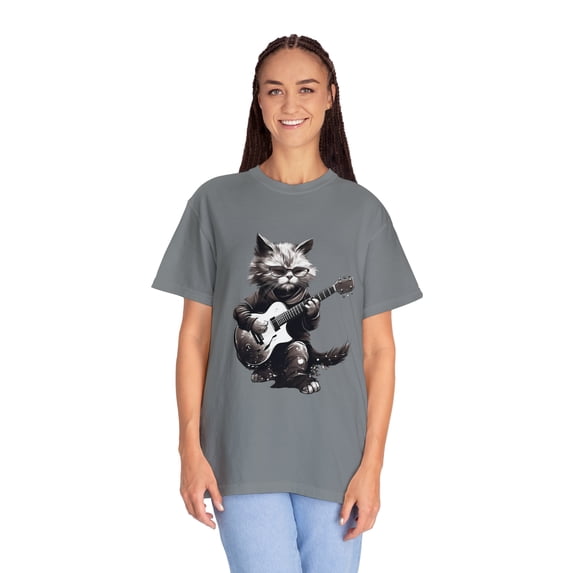 Cat Playing Guitar Comfort Colors Unisex T-Shirt