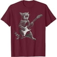 thumbnail image 1 of Cat Playing Guitar Rock Star Rock and Roll Unisex T-Shirt for Men Women Kids Toddler,Maroon Color,Size 3XL, 1 of 5
