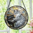 thumbnail image 1 of Cat Playing Piano Stained Glass Suncatcher, Musician Hobby Suncatcher, Gift For Pianist Window Hanging, Music Teacher Mom Glass, Pet Decor, 1 of 5