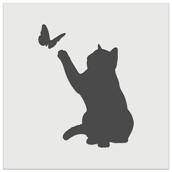 Cat Playing with Butterfly DIY Cookie Wall Craft Stencil - 9.0 Inch