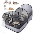 thumbnail image 1 of Portable Pet Playpen with Surround Tunnel, 2-Linked-Enclosed Areas Outdoor Cat Enclosure, Outdoor/Indoor Cat Playpen with Breathable Soft Sides, Cat Tent for Small Animals, 1 of 7