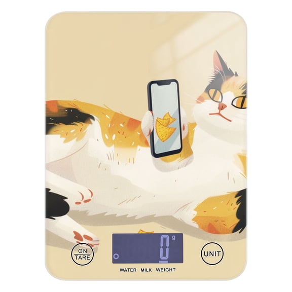 Cat Plays Phone Food Scale Digital Kitchen Scale Waterproof Grams Ounces lbs for Weight Loss