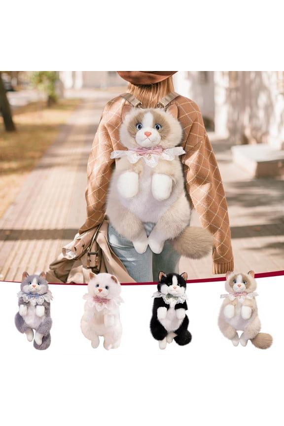 Cat Plush Backpack Doll, Cute Ragdoll Kitty Shoulder Bag, Meowing Cat Toy Backpack, Adorable Bag for Travel, Daily Outing & Cartoon Gift Use, 19.6in/50cm, Beige
