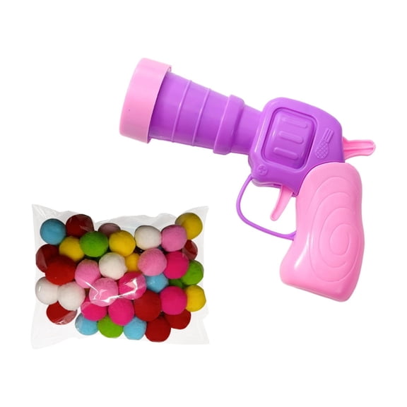 Cat Plush Ball Launcher Toy Self Entertainment Silent Ball Shooting Gun for Indoor Play Micro Bullet Static Cling Soft Pom Pom Balls Interactive Kitten Exercise Toy for Boredom Relief Fun Activity N