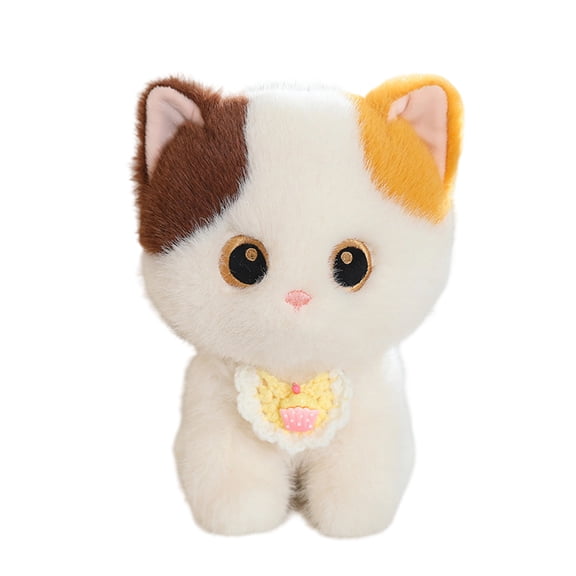 Kitten Stuffed Animal Collection Soft Realistic Cat Plushies in Multiple Breeds for Home Decoration and Heartwarming Gifts for Feline Fans White