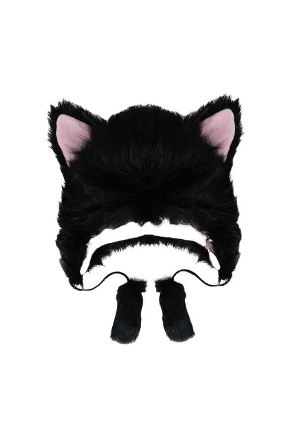 Cat Plush Hat Headdress Prop Windproof Winter Funny Comfort Cute Warm Unisex Cartoon Animal Hat for party Cosplay Role Play Outdoor Black