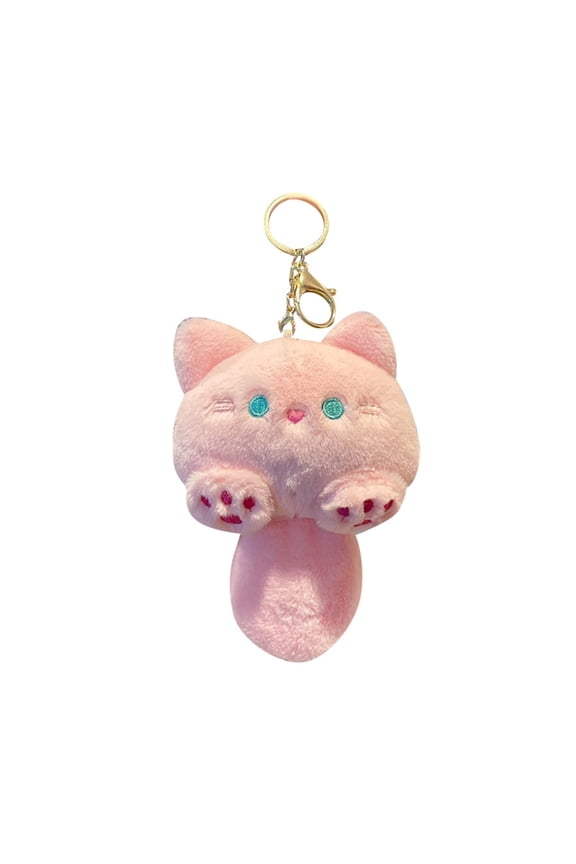 Cat Plush Keychain,Cute Plushie Keychain,Plush Cat Pendant With Squeaking Tail,Cute Car Keychain,Small Plush Keychain(B)
