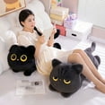 thumbnail image 1 of Cat Plush Pillow Cute Kitten Stuffed Animals Plushies Toy Gifts for Kids Adult, 20 inch Long(Black), 1 of 4