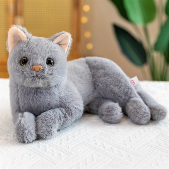 Cat Plush Pillow, Realistic Kitten Plush Pillow, Soft Plush Pillow with a Three-Dimensional Feel, Perfect Birthday Gift(Gray)