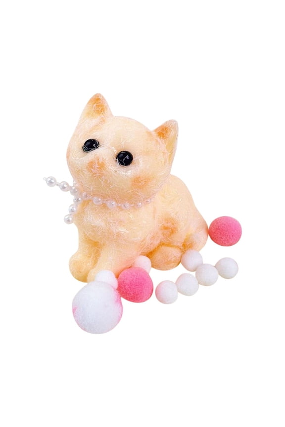 Cat Plush, Squishies Keychain, Stress Decor, Cat Chain, Pom Pom Accent, Vibrant Design Fidget, Bag Charm Chain, Light Orange 4 in, Desktop Decor, 1 Pc