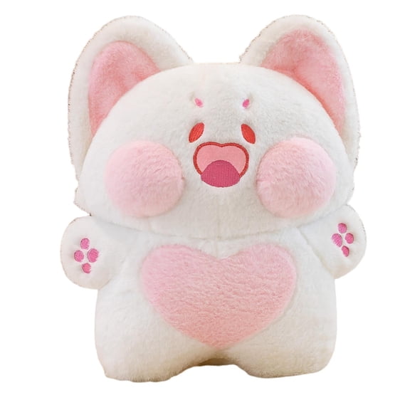 Cat Plush Toy Cute Smiling Kitten Lovely Cartoon Doll Fluffy Hugging Pillow Sofa Ornament Elastic Soft Stuffed Animal Pillow Plush Cat Doll Toy Birthday Gift