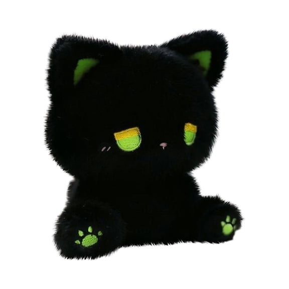 Cat Plush Toy Sitting Kitty Stuffed Animal Soft Cute Doll for Home Decor Green