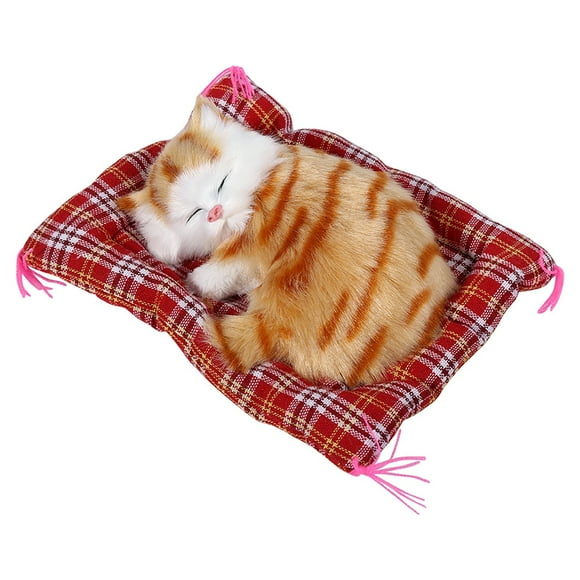 Cat Plush Toy Super Cute Simulation Sounding Sleeping Kittens Cats Plush Toys Doll Christmas Gift Yellow