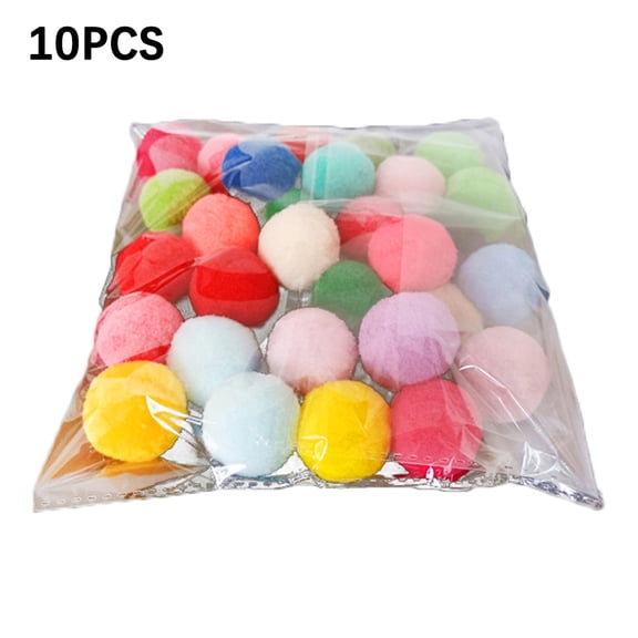 Cat Pom Pom Balls, 10 Pack Fuzzy Cat Toys – 1.2 Inch Multicolor Interactive Balls for Exercise, Entertainment, Indoor Play