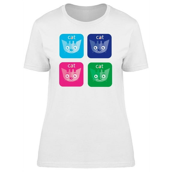 Cat Pop Art T-Shirt Women -Image by Shutterstock, Female Small
