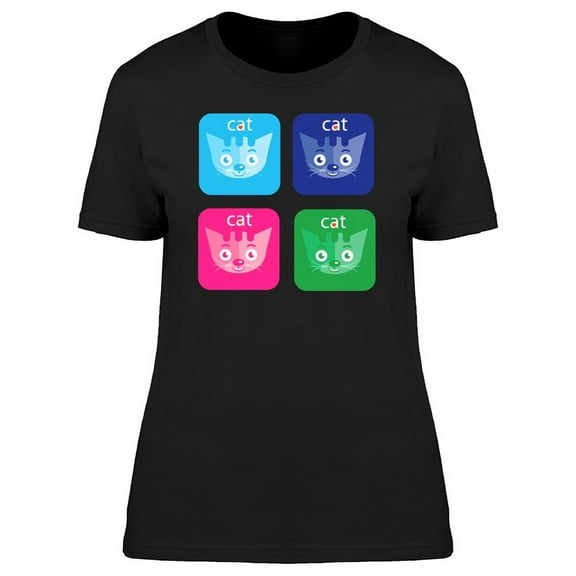 Cat Pop Art T-Shirt Women -Image by Shutterstock, Female x-Large