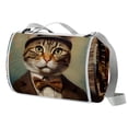 thumbnail image 1 of Cat Portable Canvas Picnic Blanket Waterproof Backing for Outdoor Travel - Foldable and Compact Mat for Camping and Beach - Blue Stripe Pattern - Easy to Clean and Durable Materials, 1 of 6