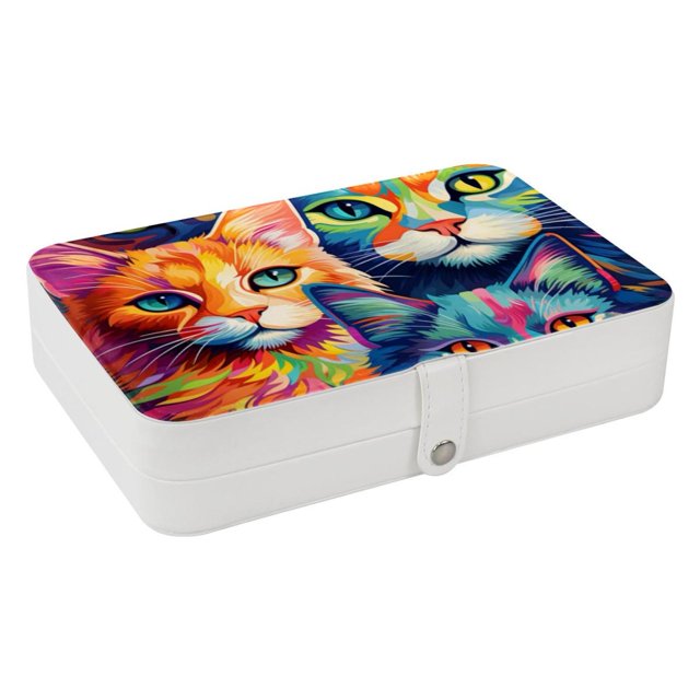 Cat Portable PU Leather Jewelry Organizer Stand Display Case Earring