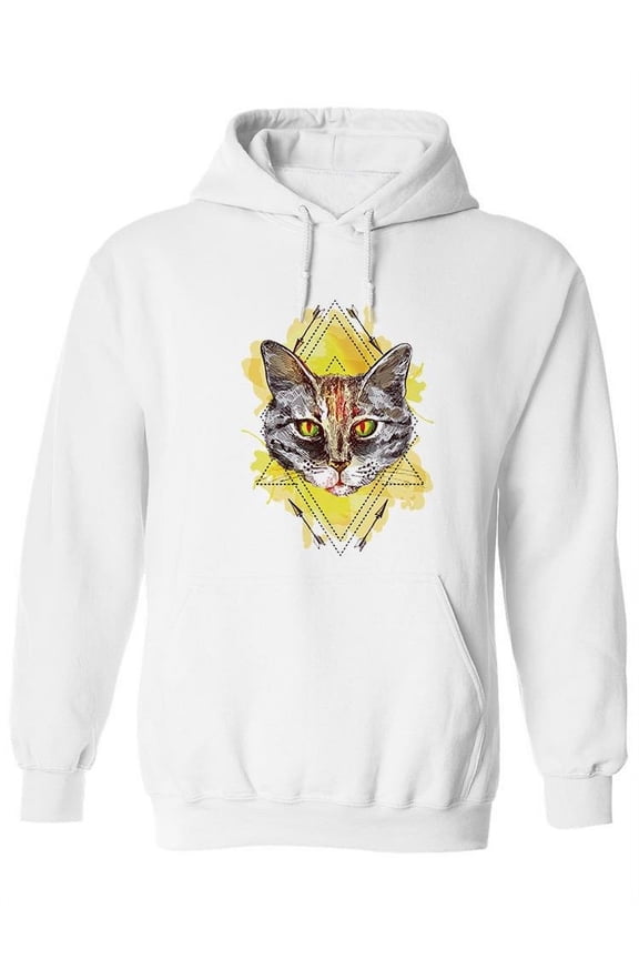 Cat Portrait Watercolor Design Hoodie Women - Women Hoodie, White, 5XL