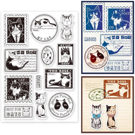 Cat Post Label Clear Stamp Kitten Film Framework Silicone Clear Stamp Animal Seals