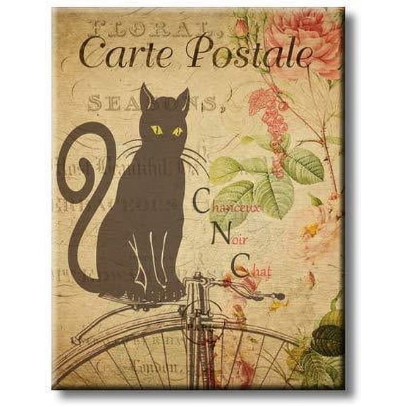 Cat Postcard, Picture on Stretched Canvas, Wall Art Décor, Rredy to Hang
