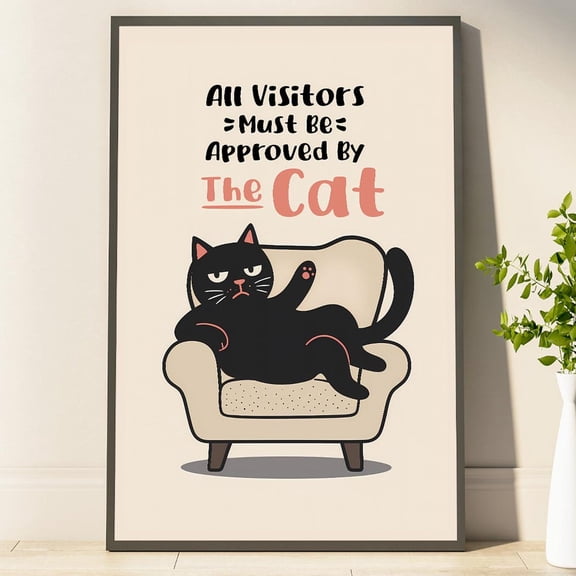Cat Poster Cute Cat Poster Whimsical Cat Approval Wall Art Perfect For Cat Lovers, Unframed Poster Size 8x12 F03.1.21l537