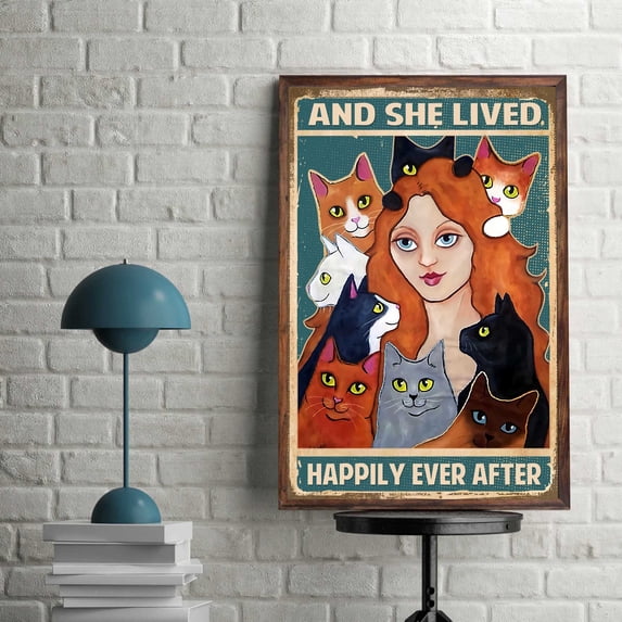 Cat Poster, Love Cat Poster, Funny Cat Poster, Girl Cat Poster, Vintage Cat Poster, Cat Lovers Gift ,Living room wall decoration, bedroom, bathroom, kitchen ready to hang, frameless 8X10inches