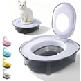 thumbnail image 1 of Cat Potty Training Kit for Indoor Cats, Odor Control Portable Toilet Litter Box with Anti-Splash Raised Edge, PP Material, for Kittens and Adult Cats (Gray), 1 of 9