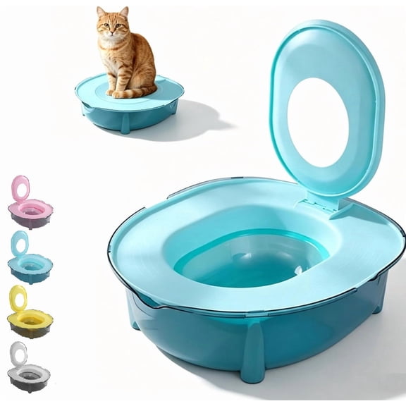 Cat Potty Training Kit for Indoor Cats, Odor Control Portable Toilet Litter Box with Anti-Splash Raised Edge, PP Material, for Kittens and Adult Cats (Gray)