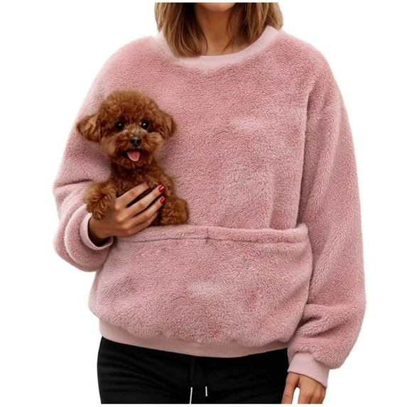 Cat Pouch Hoodie Cat Dog Carrier Hoodie Big Pet Pouch Sweatshirt Puppy Kitten Holder Carrier Pullover Top Kangaroo Unisex Hoodies Pink L