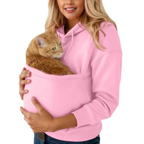 Cat Pouch Hoodie Cat Pouch Hoodie Pet Carrier Hoodie Zipper Pet Care Hoodies Fuzzy Hooded Sweatshirt With Zip Kangaroo Unisex Outdoor Pink L