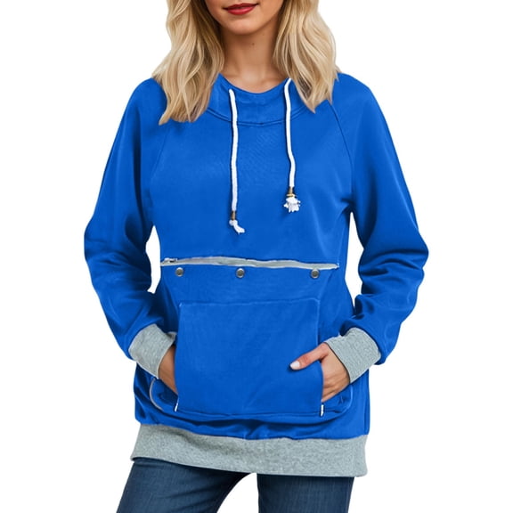 Cat Pouch Hoodie Cat Pouch Hoodie Zipper Kangaroo Pocket Pet Carrier Hoodies With Dog Pouch Fleece Warm Pet Sweatshirt For Home Walk Blue L
