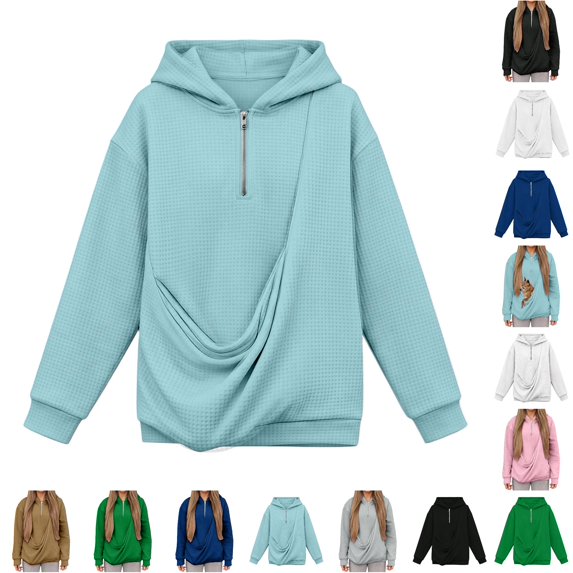 Cat Pouch Hoodie For Women Kangaroo Pocket Dog Pouch Sweatshirts Pet Animal Holder Long Sleeve Pullover Tops