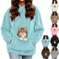 thumbnail image 1 of Cat Pouch Hoodie For Women Kangaroo Pocket Dog Pouch Sweatshirts Pet Carrier Animal Holder Long Sleeve Pullover Tops Sky Blue M, 1 of 8