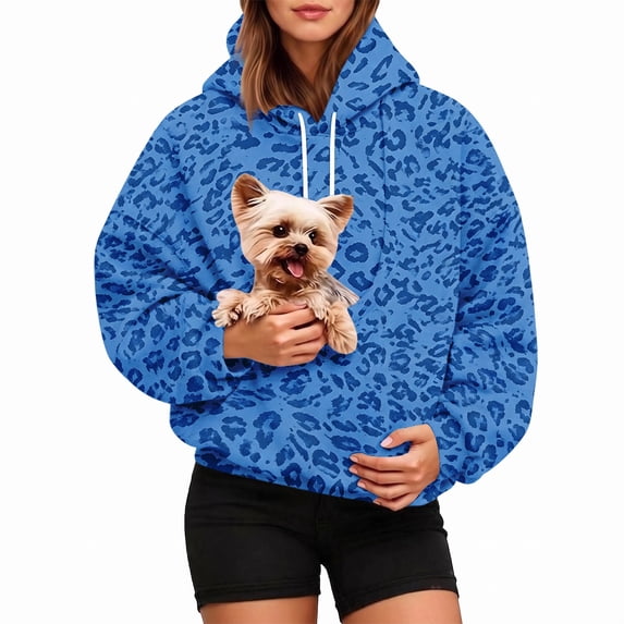Cat Pouch Hoodie Pet Carrier Sweatshirt Large Pocket Pullover Shirt Sweatshirts for Cat Dog Wearable Long Sleeve Hooded