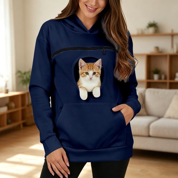 Cat Pouch Hoodie Pet Carrier Sweatshirt Large Pocket Pullover Shirt Wearable Cat Dog Carrier Hoodie