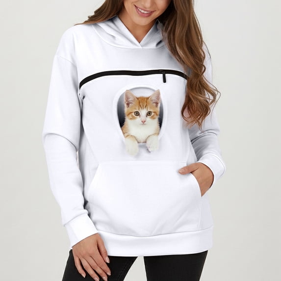 Cat Pouch Hoodie Pet Carrier Sweatshirt Large Pocket Pullover Shirt Wearable Cat Dog Carrier Hoodie