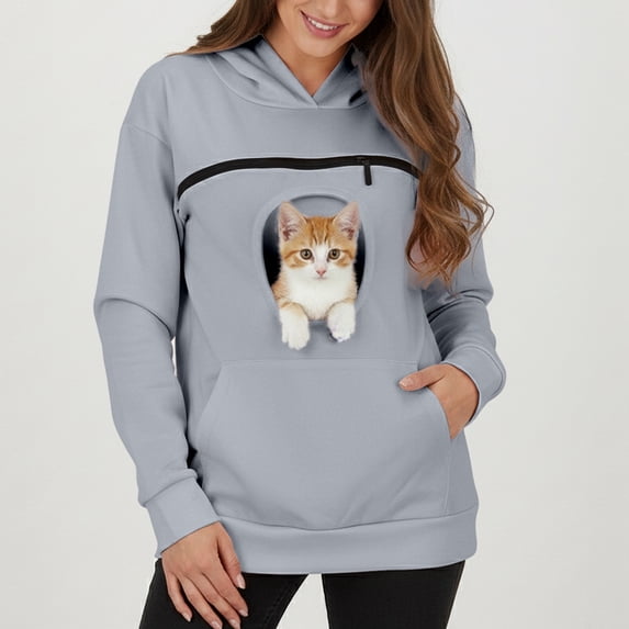 Cat Pouch Hoodie Pet Carrier Sweatshirt Large Pocket Pullover Shirt Wearable Cat Dog Carrier Hoodie
