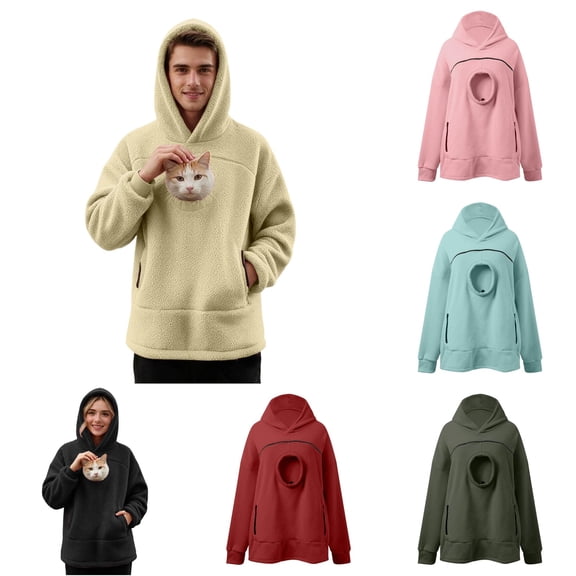 Cat Pouch Hoodie Women Sweaters Pullover Long Sleeve Hoodie With A Pocket For Animals Fall Clothes Cat Hoodie For Womens