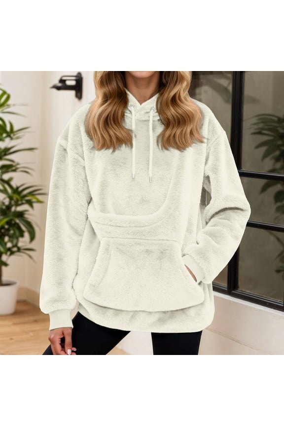 Cat Pouch Hoodie for Women Kangaroo Pocket Dog Pouch Sweatshirts Pet Carrier Pullover Tops
