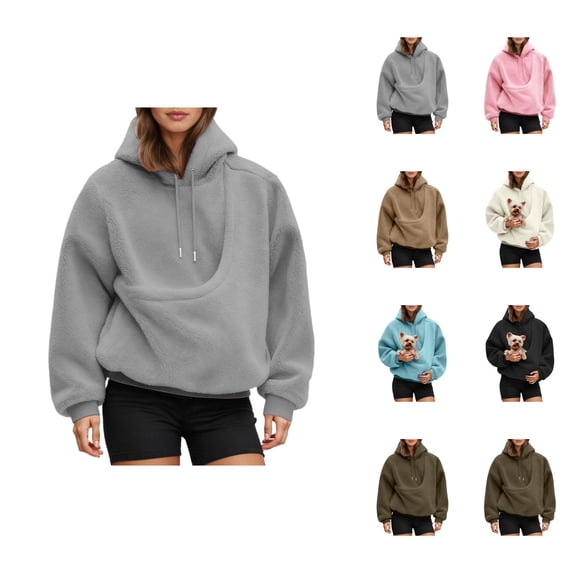 Cat Pouch Hoodies for Women Dog Pouch Sweatshirts 2026 New Big Pocket Pullover for Women