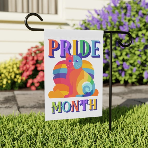 Cat Pride Month Garden Flag, Rainbow Colors
