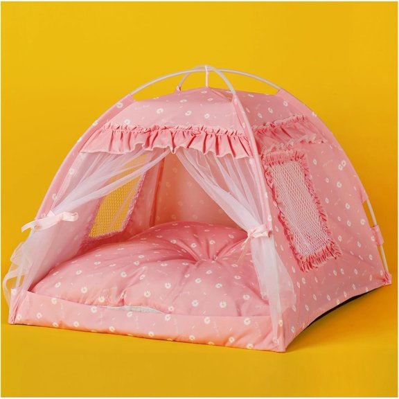 Cat Princess Bed Tent House - Kitty Cute Beds Indoor,Small Dog Indoor/Outdoor Cave Nest Small for Cat,Puppy Tents (15.7"x15.7"x14.5"/Pink)