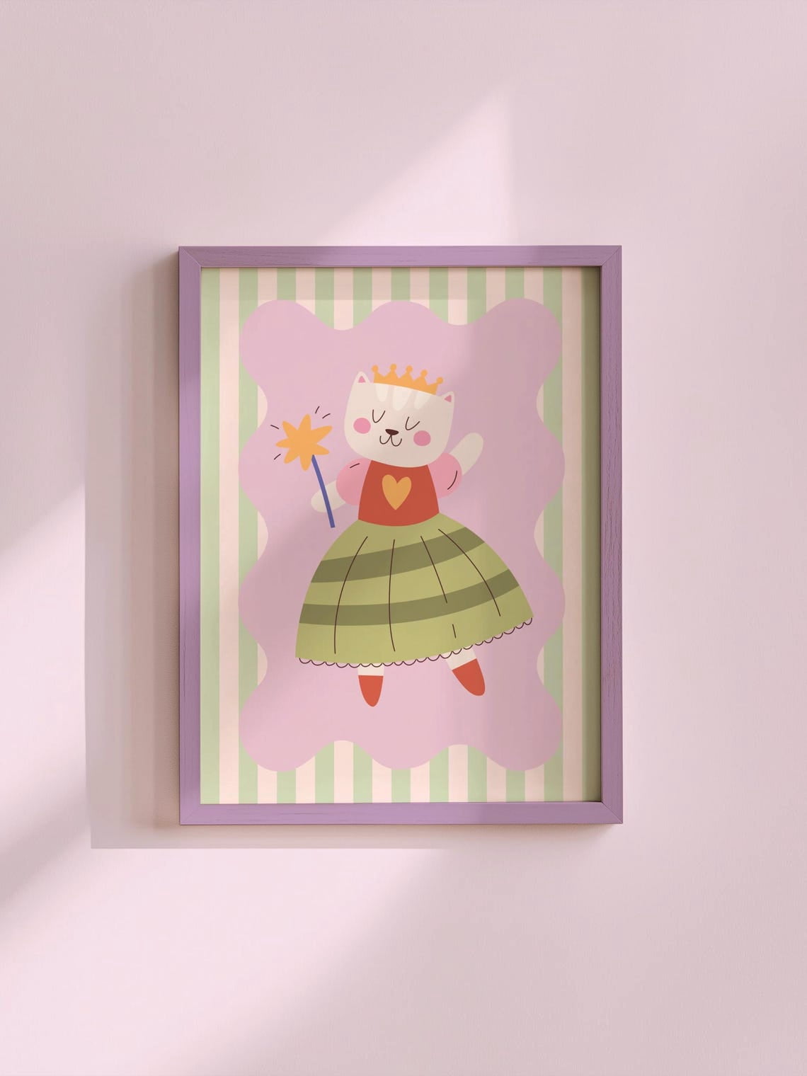 Photo inspiration: Cat Princess Whimsical Wall Art Cute Pastel Nursery Decor Unframed Photo Inspiration
