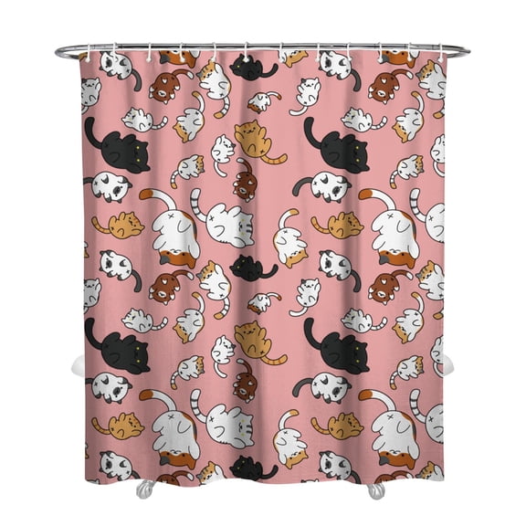 Cat Print Design Shower Curtain - Funny Paw Pattern, Waterproof & Fade-Resistant, Includes 12 Hooks, Easy Care